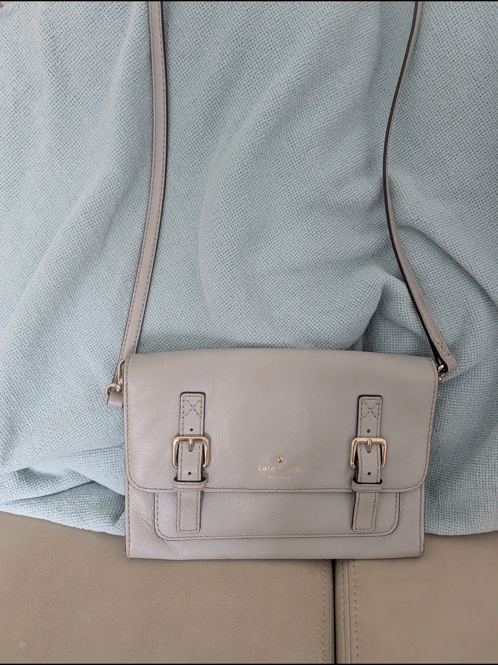 kate spade Vintage Light Gray Leather Crossbody Bag